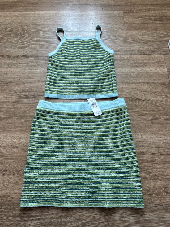 American Rag Dresses & Skirts - Women’s Striped Knit Tank Top & Skirt Set - Mint, Lime & Navy - S